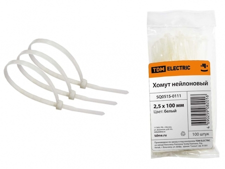 TDM ELECTRIC SQ0515-0111 Хомут 2,5х100мм нейлон (белый) (100шт) TDM